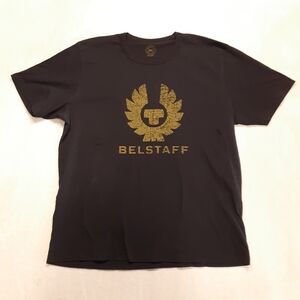 Belstaff Mens Coteland 2.0 T-Shirt Black 2XL Gold Phoenix Logo Cotton Crew